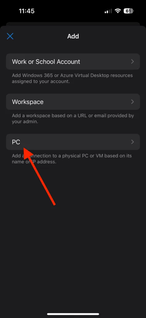Automatiškai aktyvavus serverį, sužinokite, kaip prisijungti prie jo iš iOS naudojant 'Windows App'. Įveskite gautą IP adresą ir prisijungimo duomenis.