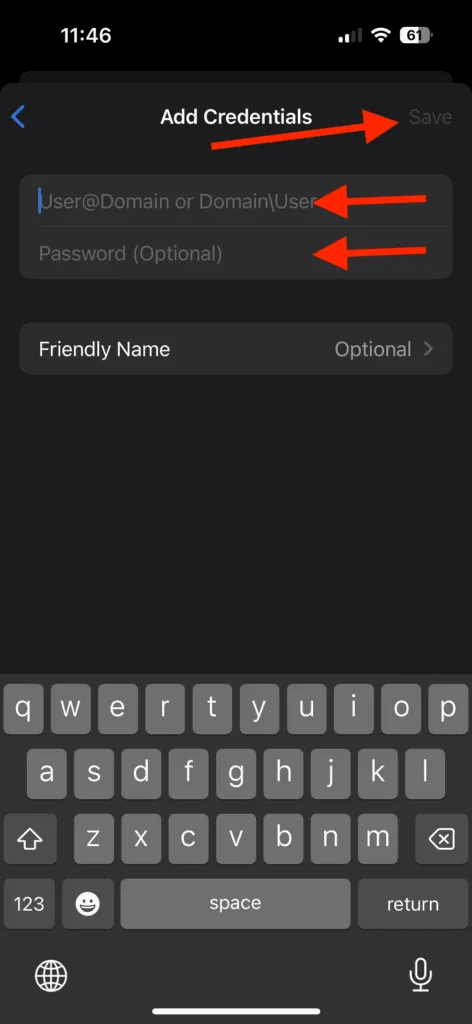 Automatiškai aktyvavus serverį, sužinokite, kaip prisijungti prie jo iš iOS naudojant 'Windows App'. Įveskite gautą IP adresą ir prisijungimo duomenis.